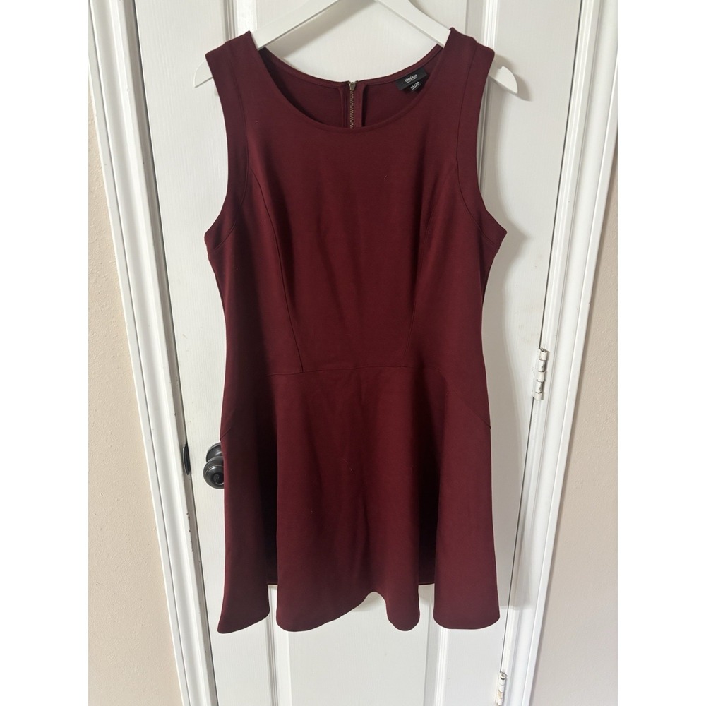 Mossimo Burgundy Maroon Fit & Flare Dress Women's XL Bronze Back Zipper Skater